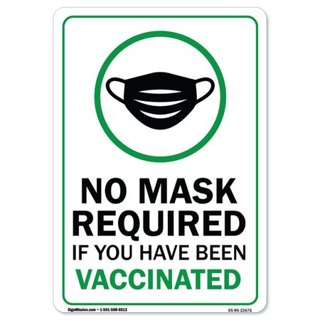 SIGNMISSION Public Safety, No Mask Required If You Have Been Vaccinated, 24in X 36in Decal, OS-NS-D-2436-22676 OS-NS-D-2436-22676